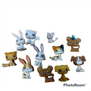 Littlest Pet Shop Retired Figure Bundle #78 Siamese Yellow Cat #75 Orange Bunny